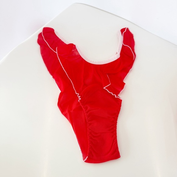 NWT Free People HAH Fly Girl Mesh Panty in Blood Orange, Size Small - Picture 2 of 8